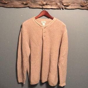 LL Bean Cotton Knit Henley Sweater XL